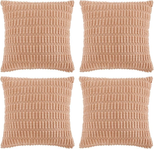 Fancy Homi 4 Packs Decorative Throw Pillow Covers for Living Room Couch Bed, Modern Farmhouse Boho Home Décor Accent Cushion Case, 24" x 24", Peach