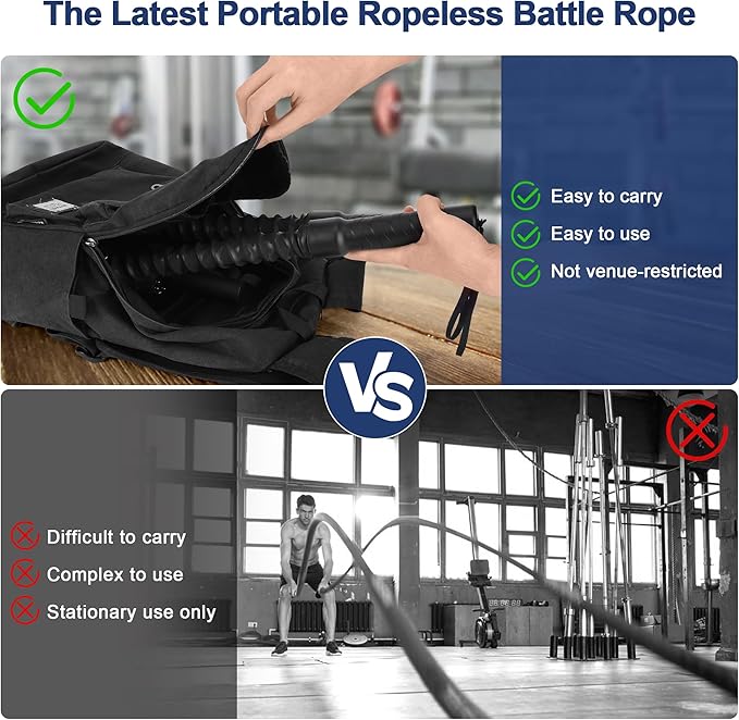 ASIEIT Ropeless Battle Ropes for Home Gym, Lightweight Battle Rope for Fitness Beginners, Portable Workout Ropes for Working Out, Durable Exercise Rope for Home Workout - 2PCS