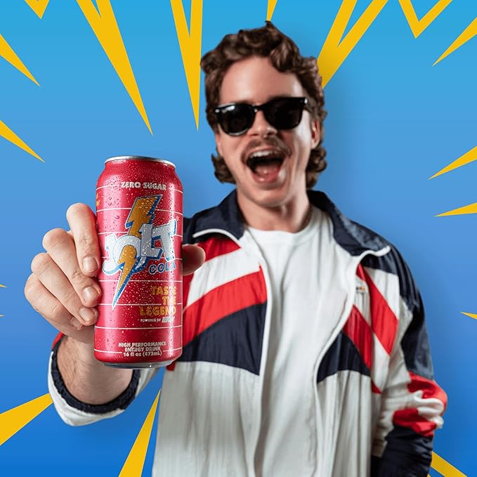 Redcon1 JOLT Cola Energy Drink – 200mg Caffeine, Zero Sugar, 16oz Can – Classic 80s Flavor, Nootropics, B-Vitamins, Metabolism Boost – Performance Energy Beverage (12 Pack)