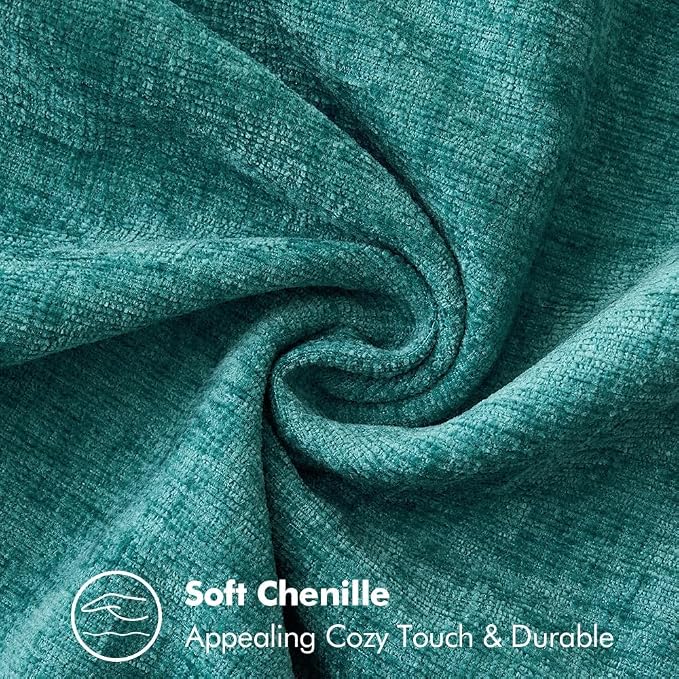 MIULEE Pack of 2 Couch Throw Pillow Covers 20x20 Inch Teal Farmhouse Decorative Pillow Covers with Stitched Edge Soft Chenille Solid Dyed Summer Pillow Covers for Sofa Bed Living Room