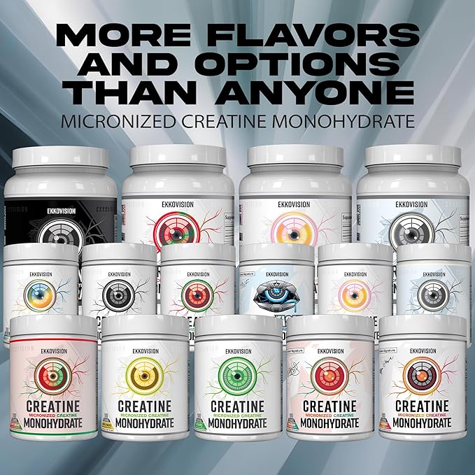 Ekkovision Creatine Monohydrate Powder, Micronized, Glacier Gummy, Pre Workout & Post Workout Supplement for Men & Women, Energy Support, Easy to Mix in Shakes, Smoothies & Beverages, 100 Servings