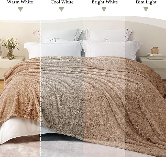 Exclusivo Mezcla Fleece Camel Throw Blanket for Couch Sofa, Ultra Soft, Lightweight and Fluffy Blankets for Women, All Season, 50x60 Inches