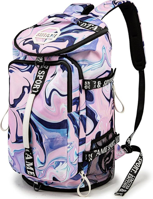 Gym Duffle Bag Backpack with Shoe Compartment,4 ways Travel Backpack for Women and Men,Multi-Functional Weekender bag with Waterproof Layer&Laptop Compartment for Fitness, Travel,Camping