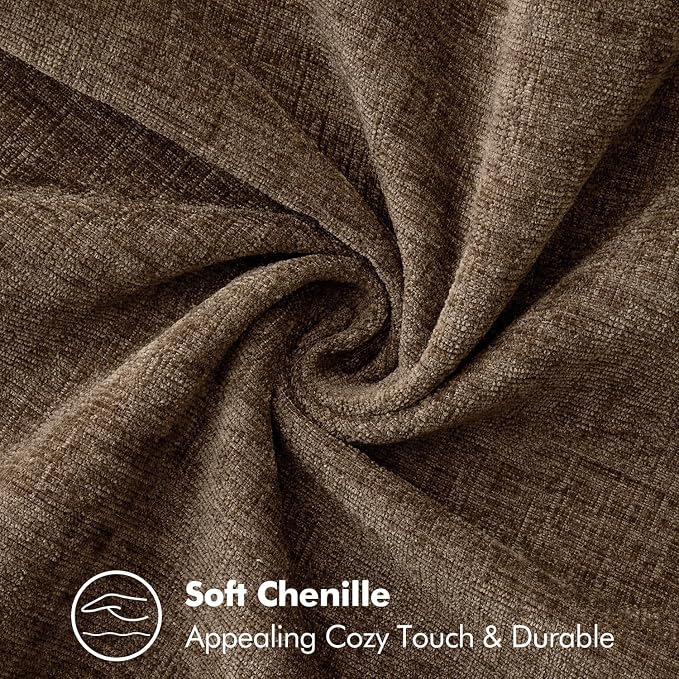 MIULEE Pack of 2 Euro Sham Pillow Covers 24x24 Inch Brown Farmhouse Decorative Throw Pillow Covers with Stitched Edge Soft Chenille Solid Dyed Pillow Covers for Bed Sofa Couch Living Room