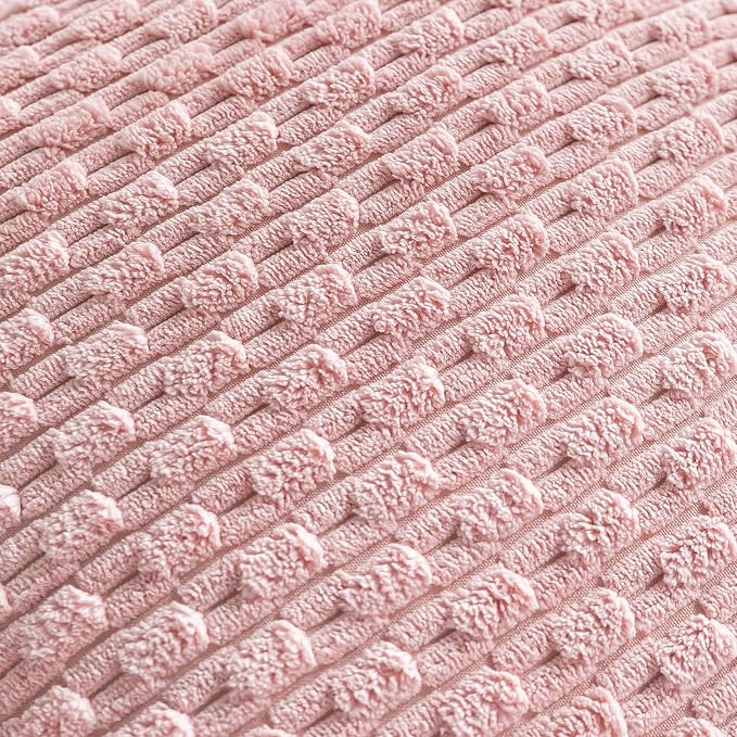 Set of 4 Light Pink Decorative Throw Pillow Covers 20x20 Inch Corduroy Pillow Covers for Bed Couch Sofa Living Room Soft Square Cushion Cases