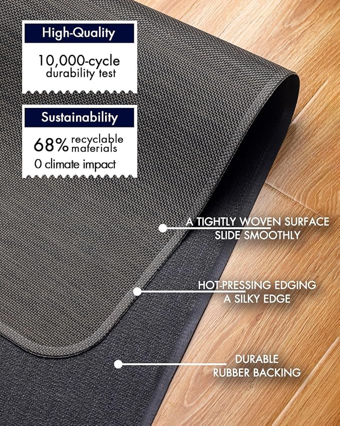 BARoyal Office Chair Mat for Hardwood Floor Under Desk Computer Rolling Chair Mat for Wood/Tile Floor Non-Slip Heavy Duty Desk Rug PVC Plastic Hard Floor Protector 46"x 72" (Espresso)